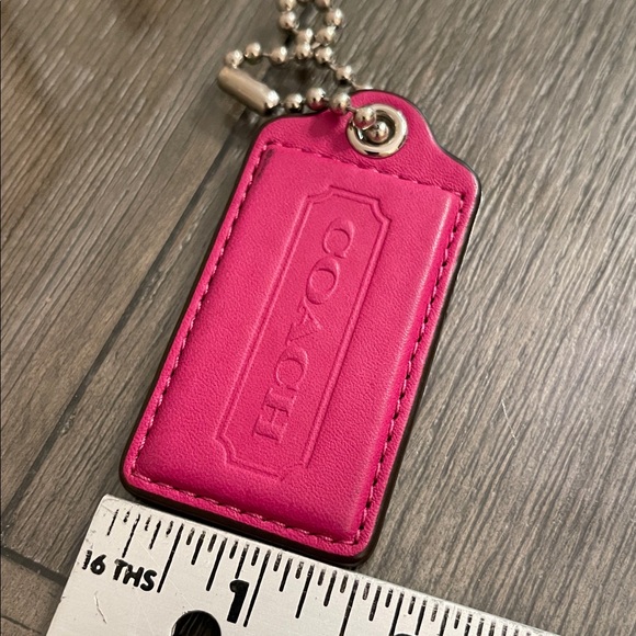 Coach Pink - Fuchsia Large Hangtag Leather Keychain - Picture 10 of 14